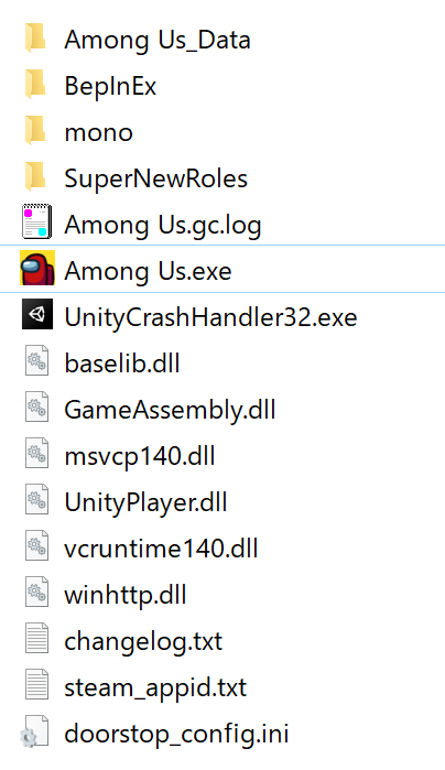 Example of the contents of the folder where SuperNewRoles is installed